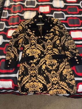 Women’s Black and Gold Brocade Coat